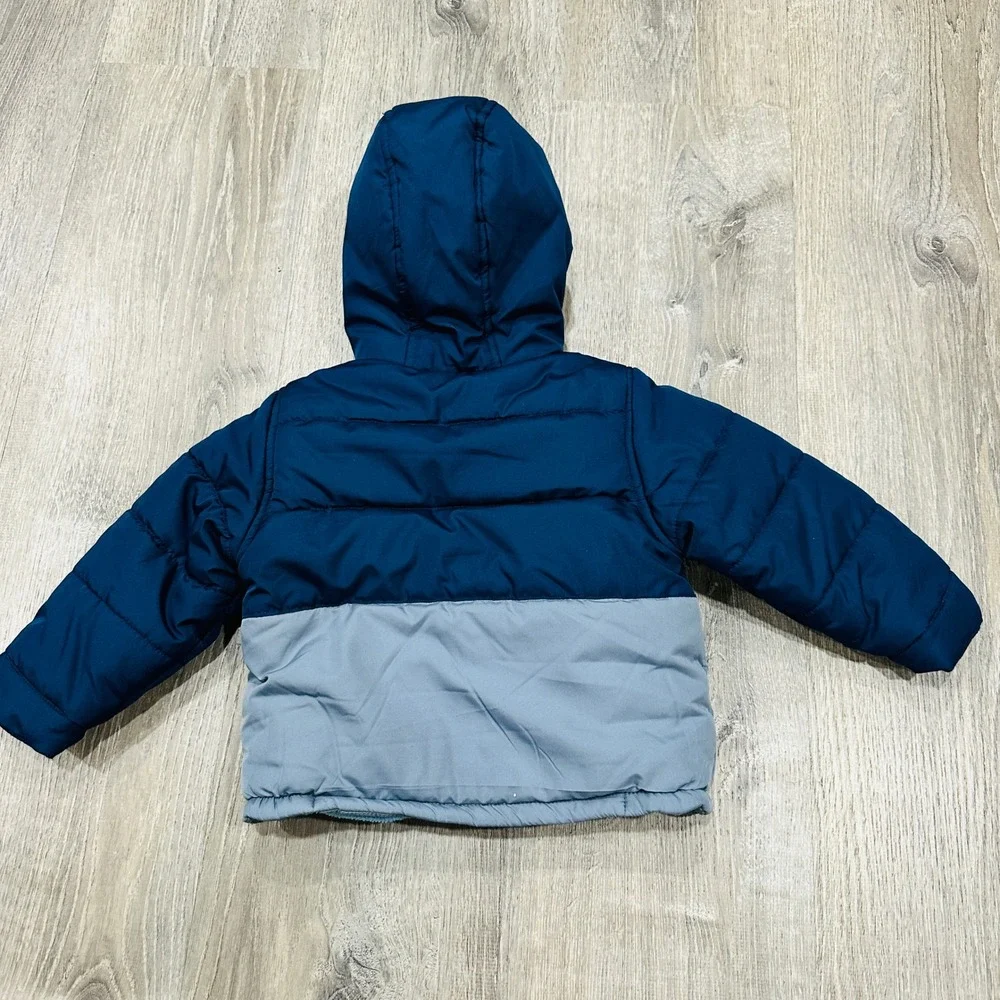 Carters 2T Kids Navy Blue Grey Fleece Lined Hooded Puffer Jacket 24M C2226536-LW